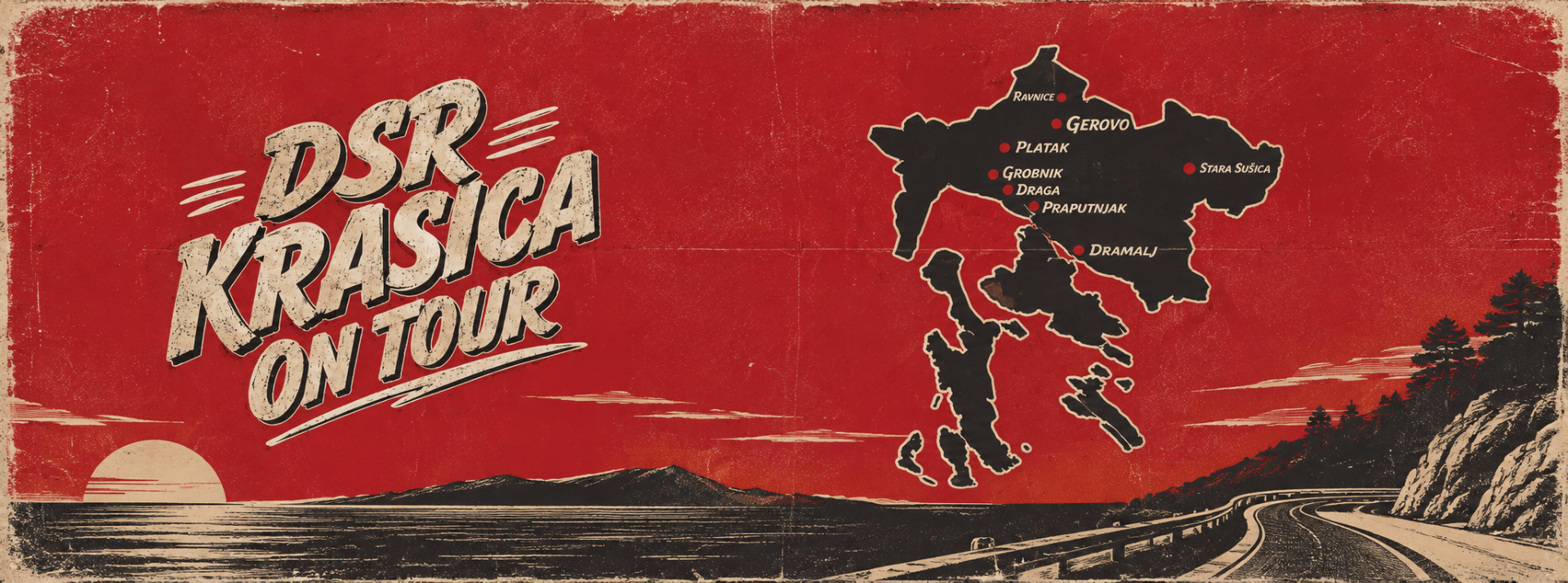 DSR Krasica On Tour — retro plakat gostovanja